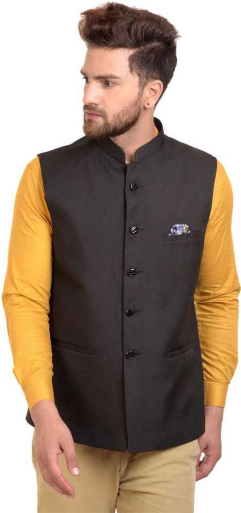 Vest Indian Waistcoat Black Nehru Jacket Sleeveless Modi Etsy