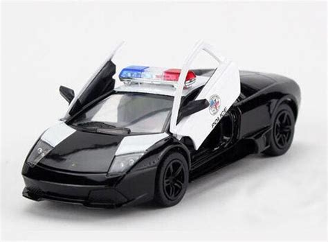 Kids 1:36 Scale White-Black Diecast Lamborghini Police Car Toy [NB8T640] : EZBUSTOYS.COM