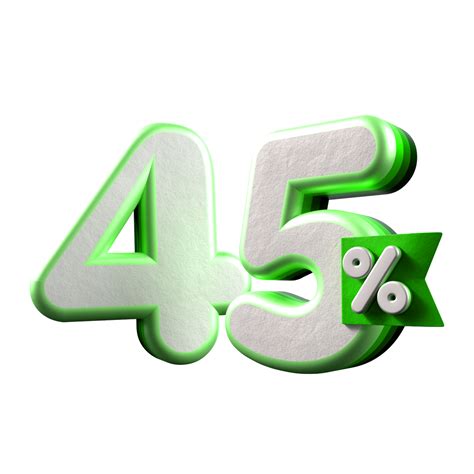 3d Number 45 Percentage Green White Promo Sale Sale Discount 21451479 Png