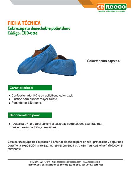 Reeco S A Cubre Zapatos Desechable Polietileno Azul