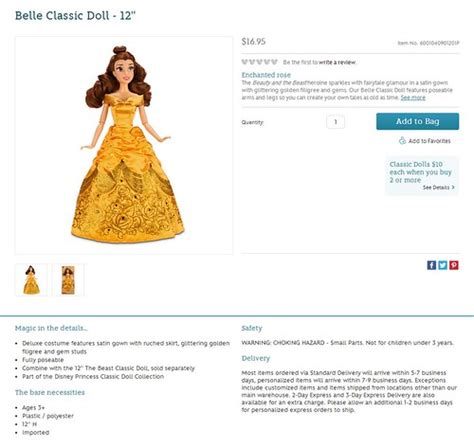 Belle Classic Doll Us Disney Store Product P Flickr