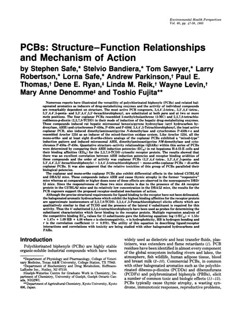 (PDF) PCBs: Structure-Function Relationships and Mechanism of Action