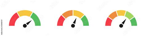 Dashboard Colorful Speedometer Icons Set Vector Scale Level Of