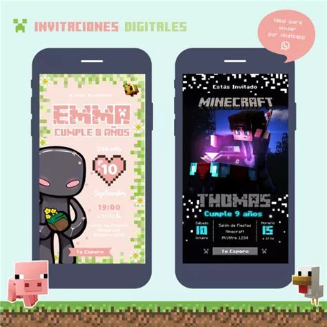 Tarjeta Invitaci N Digital Minecraft Para Whatsapp En Venta En Brandsen