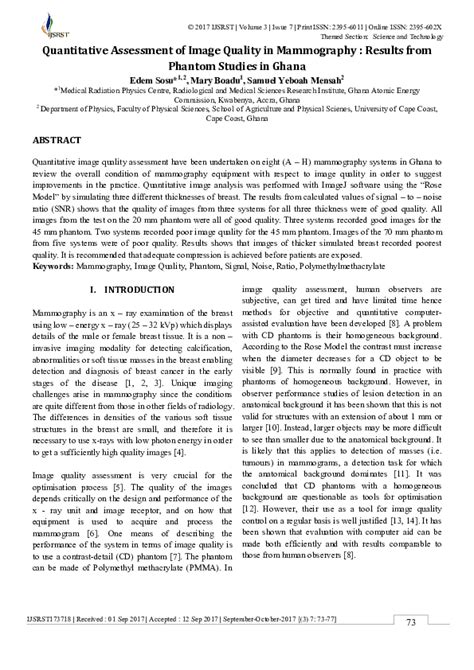 Pdf Quantitative Assessment Of Image Quality In Mammography Results