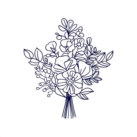 Premium Vector Flower Bouquet Line Art With Hand Drawn