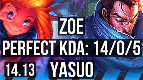 ZOE Vs YASUO MID 14 0 5 Legendary 1000 Games EUW Master 14