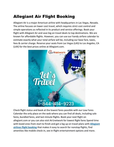 PPT 1 844 414 9223 Allegiant Airlines Flight Booking Reservations