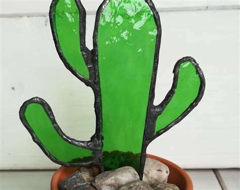 Stained Glass Cactus Great Gift For The Plant Or Succulent Etsy