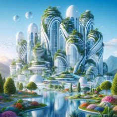 Futuristic City Surrounded By Nature