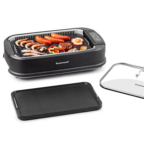 Techwood Indoor Smokeless Grill 1500w Electric Bbq Grill With Tempera