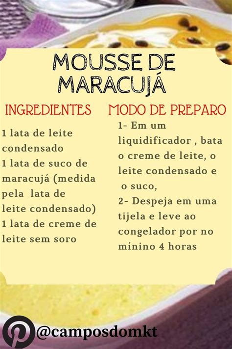 Mousse De Maracuj Uma Del Cia F Cil De Preparar