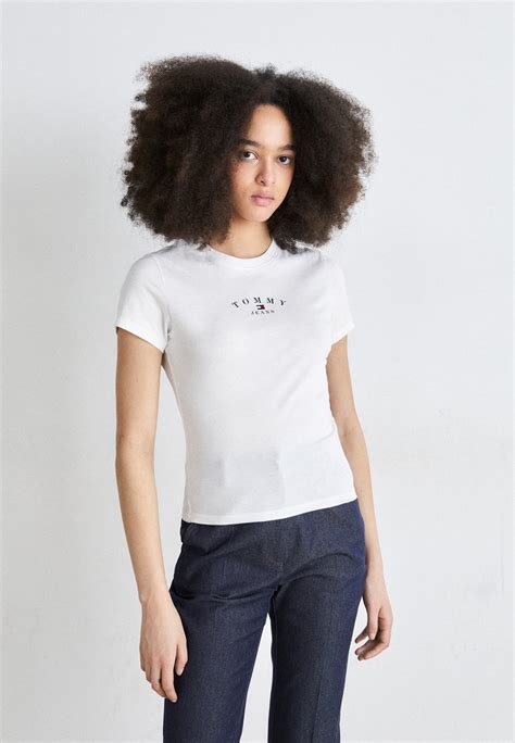 Tommy Jeans Essential Logo T Shirt Med Print Whitevit