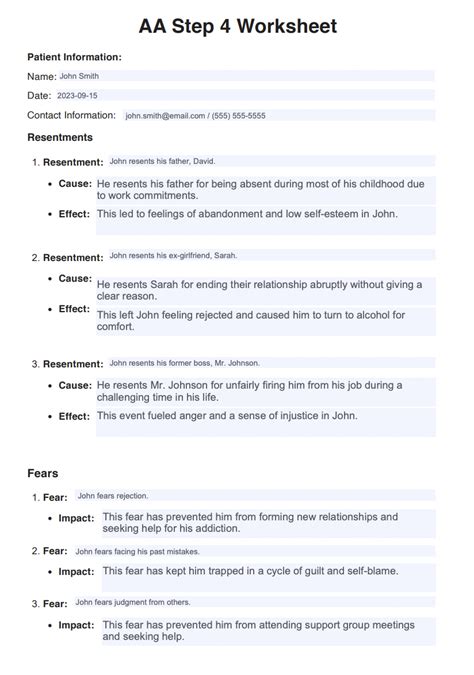 Aa Step 4 Worksheets And Example Free Pdf Download Worksheets Library