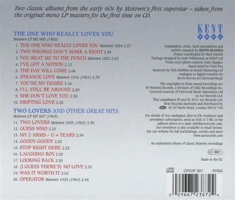 Mary Wells The One Who Really Loves Two Lovers New 60s Soul Motown Cd Kent Ebay