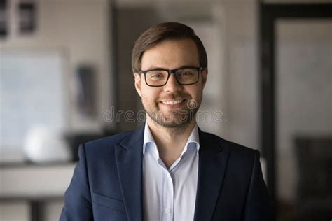 Close Up Head Shot Confident Young Man Studio Portrait Stock Image