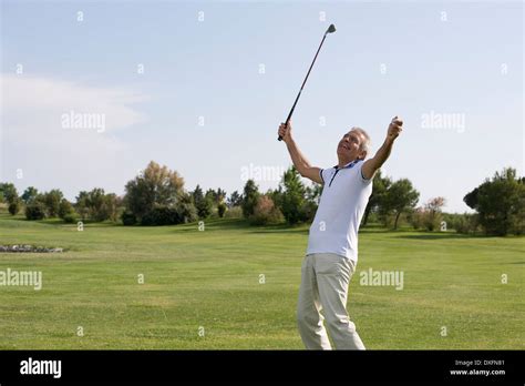 Mature Man Playing Golf Stock Photo Alamy