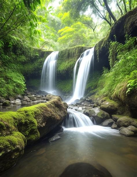 Premium AI Image | waterfall in tropical forest