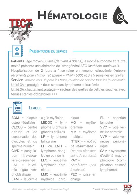 H Matologie Fiche De Stage H Matologie Pr Sentation Du Service