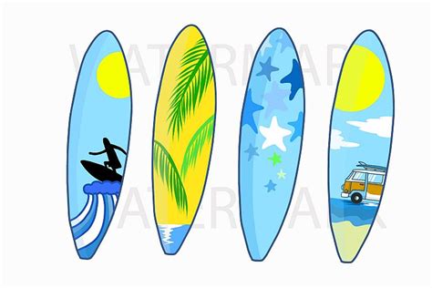 Colorful Surfboard Svg Png Hand Drawing