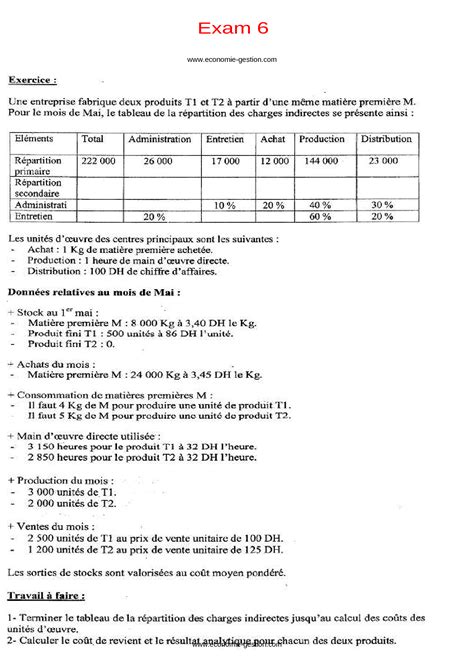 SOLUTION Exercices Corriges De La Comptabilite Analytique 6 Studypool