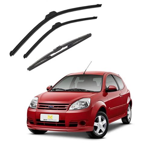 Kit 3 Palhetas Parabrisa Diant Tras Ford Ka 2010 Ate 2012 Submarino