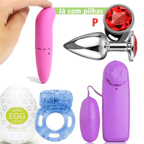 Kit COMPLETÃO Plug Anal Joia Vibrador Bullet Ponto G Egg Anel