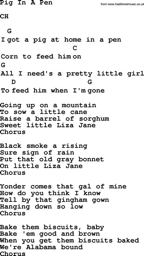 Top Folk And Old Time Songs Collection Pig In A Pen Lyrics With