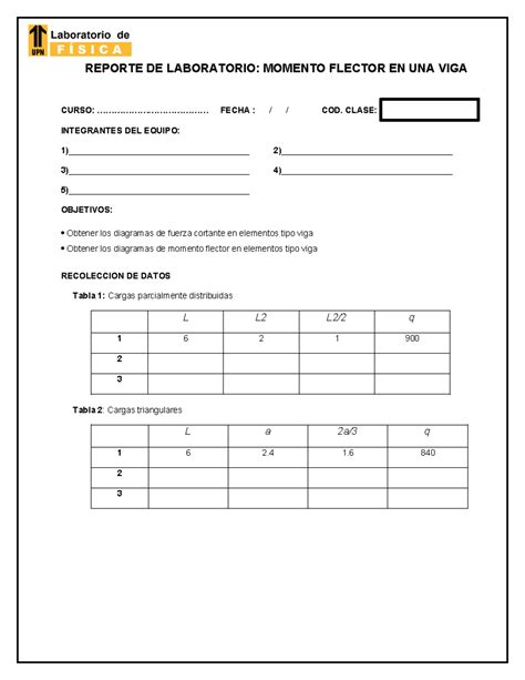 Reporte Lab Fisiarq S Mf Reporte De Laboratorio Momento