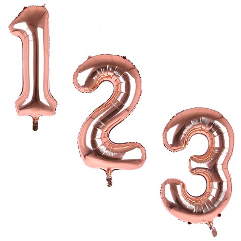 Rose Gold Giant Number Helium Balloons Inflated