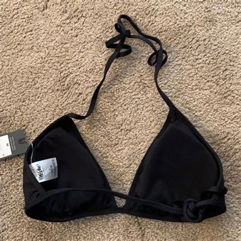 Mossimo Supply Co Swim New Black Ribbed Triangle String Bikini Top Poshmark
