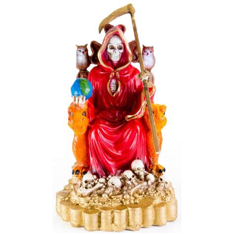 Imagen Santa Muerte Sobre Trono Imperial Pata De Gallo Cm Roja C