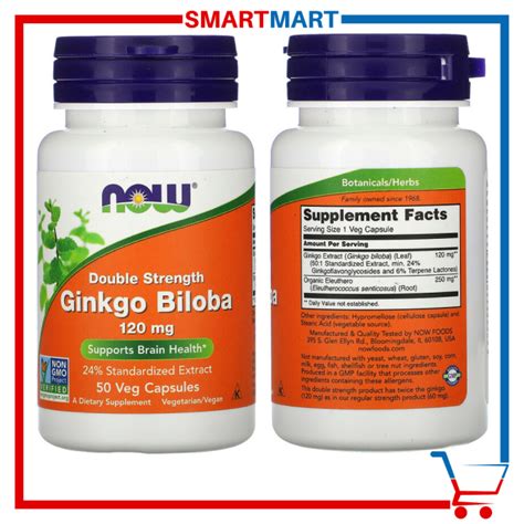 Now Ginkgo Biloba Double Strength Mg Vegetable Capsules Lazada Ph