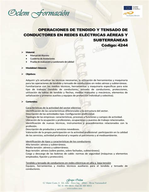 OPERACIONES DE TENDIDO Y TENSADO DE CONDUCTORES