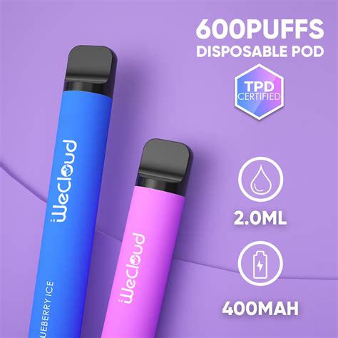 Wecloud Tpd Compliance 600 Puff Bar 20mg Nictotine Salt Vapes 2ml E