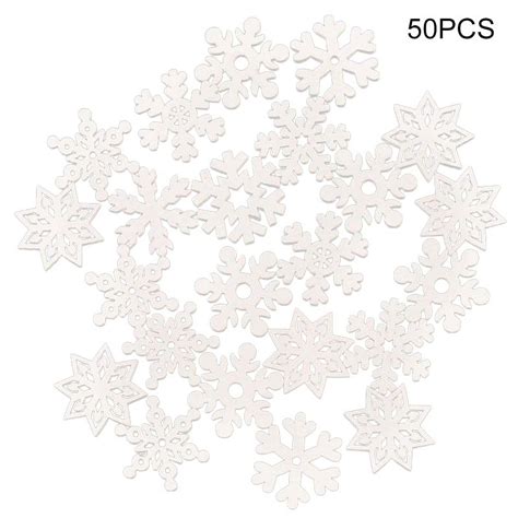 50 Pack Wooden White Snowflake Christmas Ornaments Winter Holiday Home