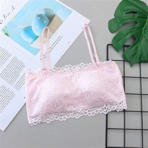 Women Franch Floral Lace Boob Stretch Bandeau Tube Bra Cami Top