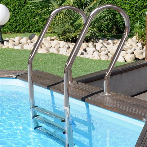 Escalera Inox Para Piscina De Madera Gre Poolaria