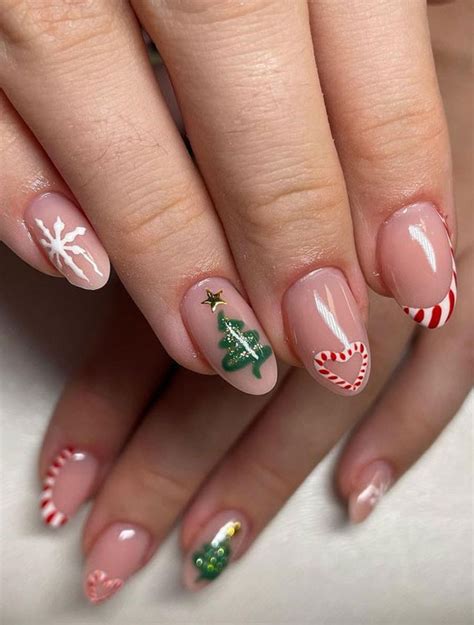 50 Stylish Festive Nail Designs Christmas Tree Candy Cane Heart Nails