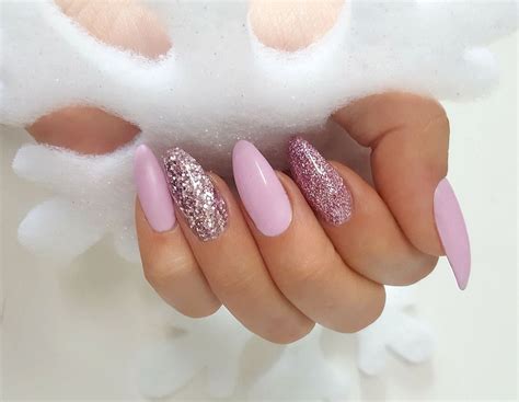 Long Almond Pink Glitter Matte Nails Almond Nails Nail Designs Glitter Pretty Nails