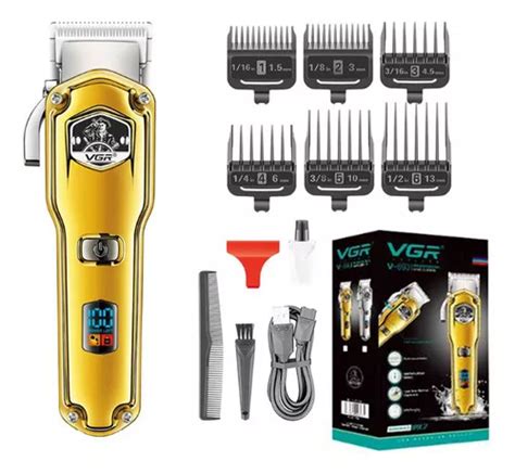 Cortadora De Pelo Clipper Recargable Vgr V Led Usb Color Dorado