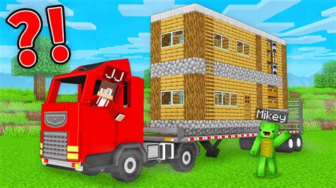 How Jj And Mikey Build Secret Village Base On Truck In Minecraft