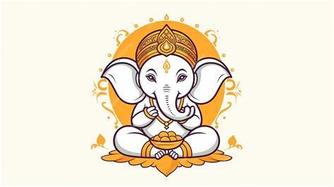 Premium Ai Image Cute Ganesha Vector Graphic Happy And Peaceful Outline Generative Ai