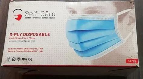 Self Gard 3 Ply Non Woven Disposable Face Mask Pack Of 50 At Rs 90 In