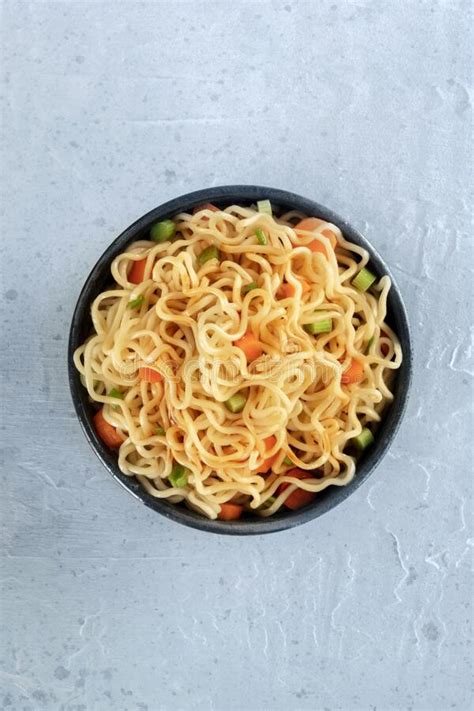 Instant Noodles With Carrot Scallions And A Sauce A Vegetable Soba