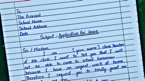 Leave Application For School Teacher To Principal Leave Application For