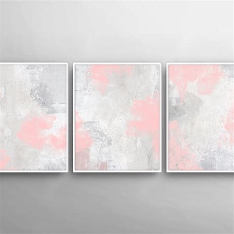 Blush Pink Decor Blush Pink Wall Art 3 Poster Set Bedroom Etsy