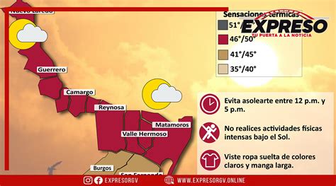 Sensación térmica llegará a 45C en Tamaulipas