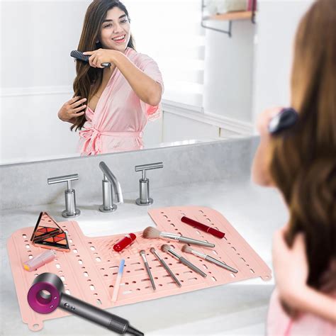 Bathroom Sink Cover For Counter Space Foldable Makeup Brush Cleaning Mat Space Saver Silicone