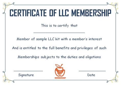 Llc Membership Certificate Template 10 Templates To Fill Your Member Ownership Of Llc